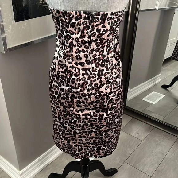 RIPE Strapless Animal Print Satin Mini Dress Pockets, Size M - Picture 6 of 11